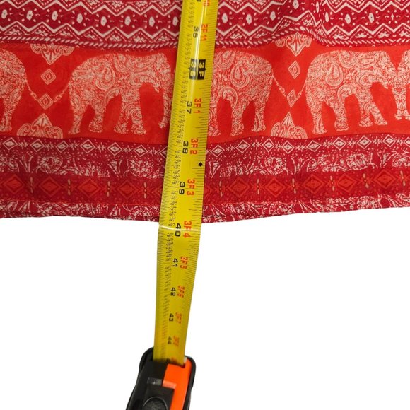 Blue Rain Pleated Elephant Print Long Skirt Size S Stretchy Elastic Waist Boho - Picture 5 of 13